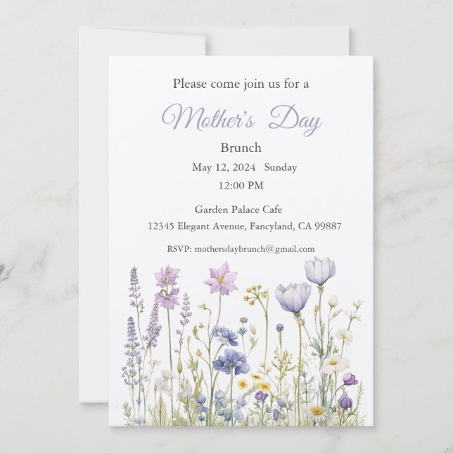 Mother's Day Invitation, Mother's Day Brunch Lunch Invitation (Front)