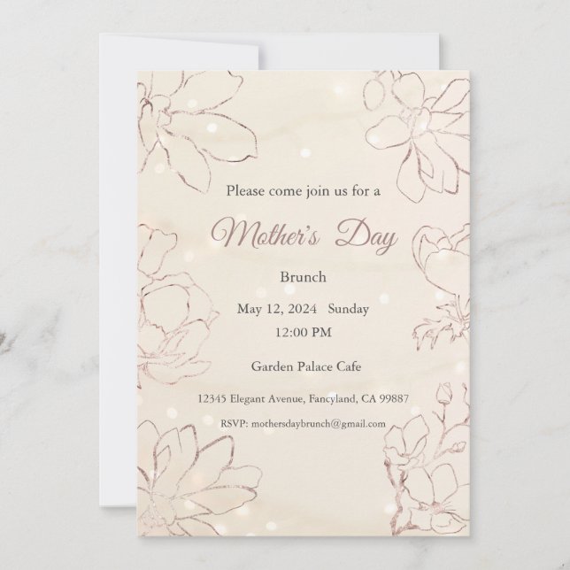 Mother's Day Invitation, Mother's Day Brunch Lunch Invitation (Front)