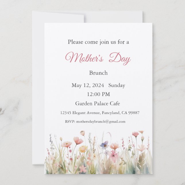 Mother's Day Invitation, Mother's Day Brunch Lunch Invitation (Front)