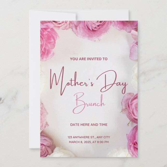 Mothers Day Invitations & Announcements PInk (Front)
