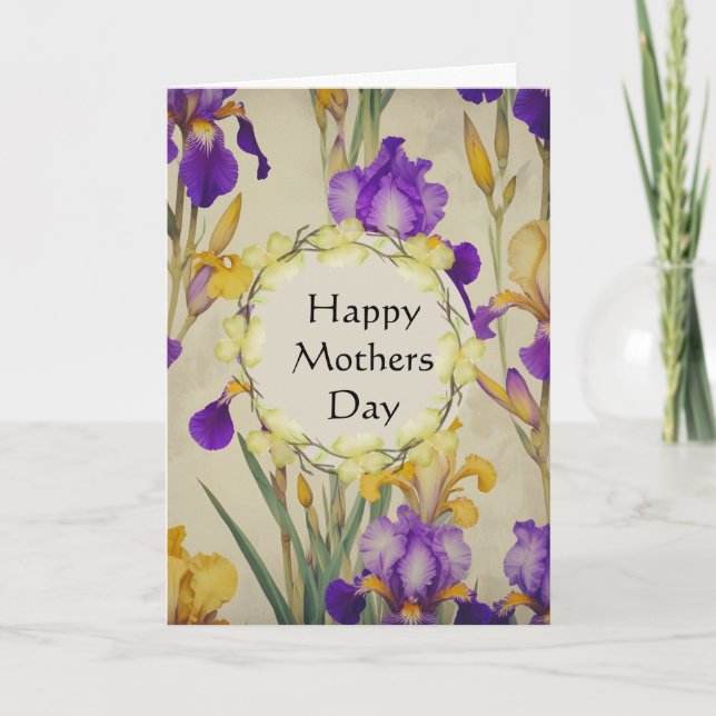 Mothers Day Iris Flowers  Card (Front)