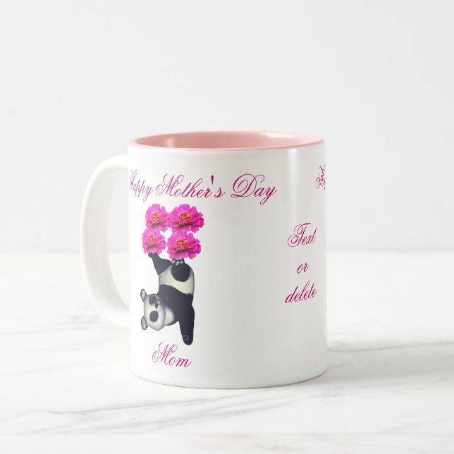 Mother's Day Juggling Panda Bear Personalised Two-Tone Coffee Mug (Front Left)