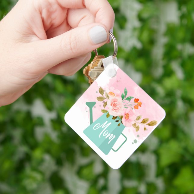 Mothers Day Keychain with Watering Can & Flowers (Hand)