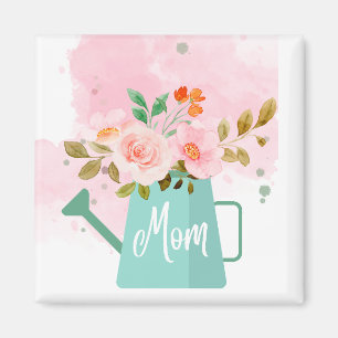 Mothers Day Keychain with Watering Can & Flowers  Magnet