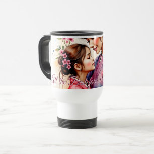 Mother's Day Kimono Art with Floral Embrace Travel Mug
