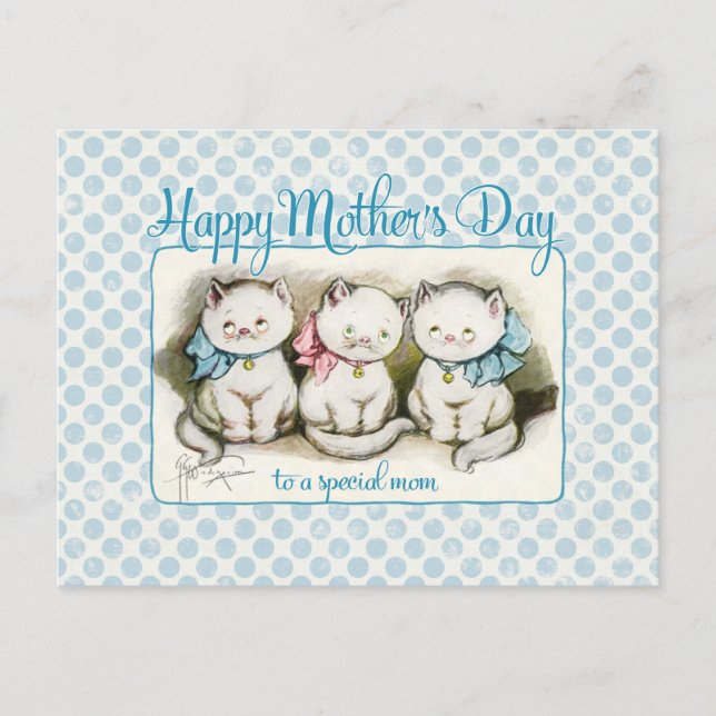 Mother's Day Kitties Vintage Reproduction Postcard (Front)