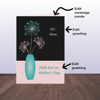 Mothers Day large custom text flowers for mum Card