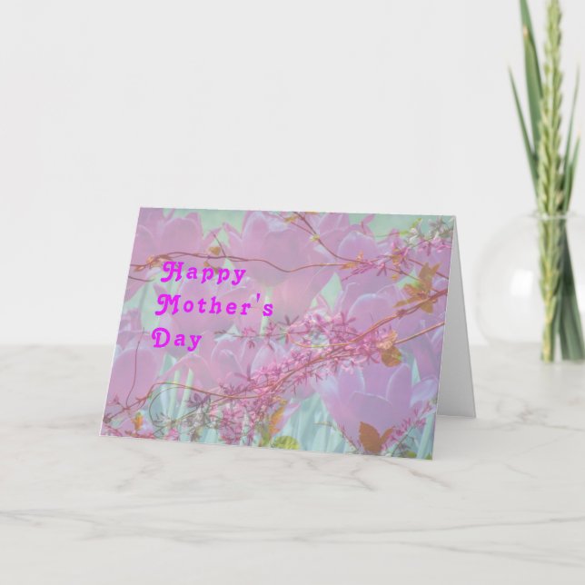 Mother's Day, Lavender Digital Design with Tulips Card (Front)