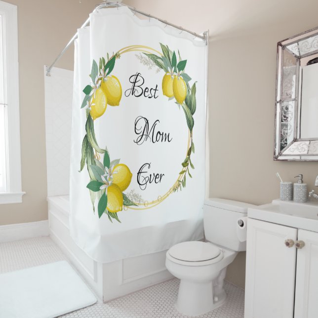 Mother's Day Lemon Wreath Shower Curtain  (In Situ)