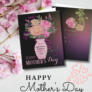 Mother's Day  light Vase with Flowers Holiday Card