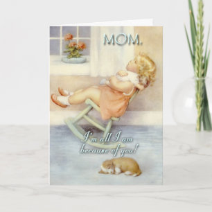 Mother's Day, Little Girl , Rocking Chair, Custom Card