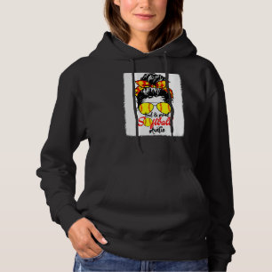 Mother's Day Loud & Proud Softball Aunt Messy Bun Hoodie