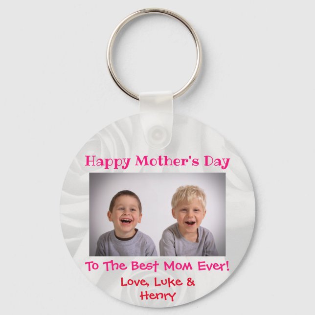 Mother's Day Love Best Mom Ever Cute Kids Photo Key Ring (Front)