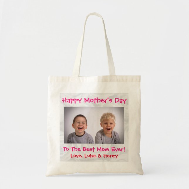 Mother's Day Love Best Mum Ever Cute Kids Photo Tote Bag (Front)