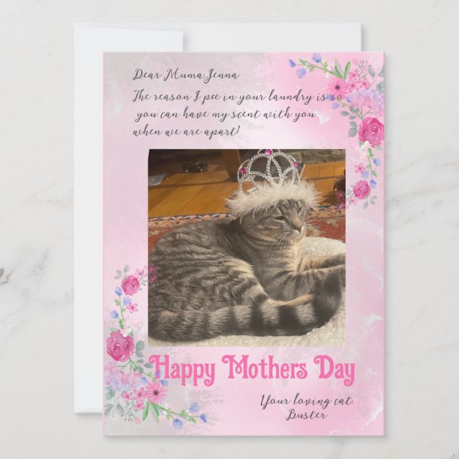 Mothers Day Love From a Bad Cat Photo Card (Front)