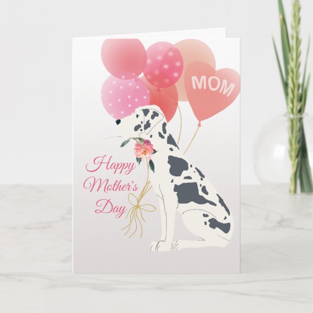 Mother's Day Love from Spotted Great Dane Dog Card (Front)