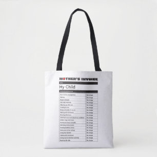 Mother's Day Love Invoice Tote Bag - Gift for Mum