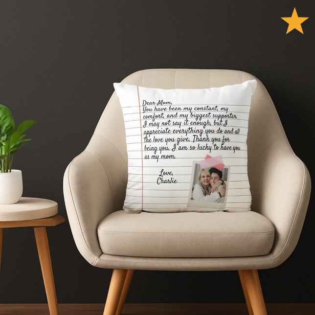 Mother's Day Love Letter Mom Custom Message Photo Cushion (Creator Uploaded)