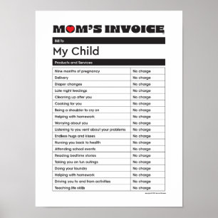 Mother's Day Love Mum Invoice - Gift Poster