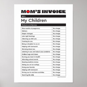 Mother's Day Love Mum Invoice - Gift Poster