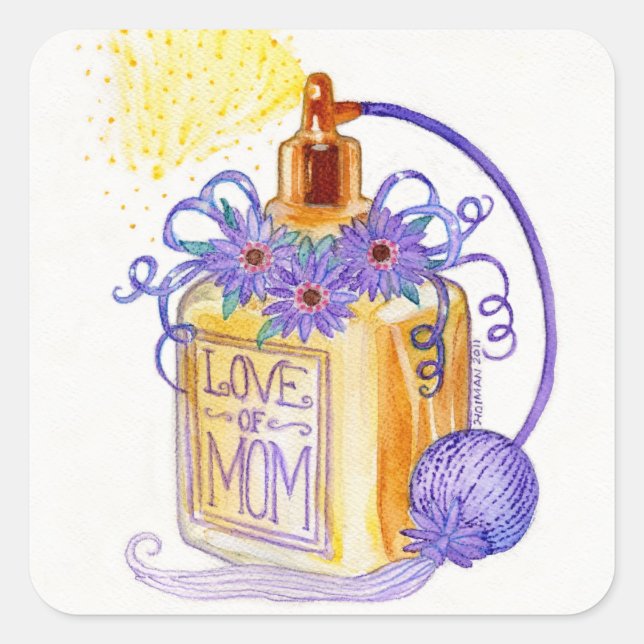 Mother's Day Love of Mum Perfume Bottle Square Sticker (Front)