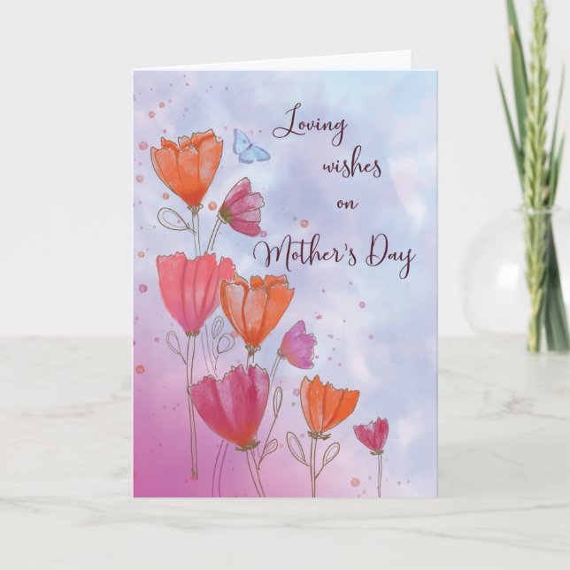 Mothers Day Love with Orange and Pink Flowers Card (Front)