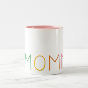 Mothers Day Love You Mum Red Heart Colourful Text Two-Tone Coffee Mug