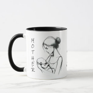 Mother's Day Loving Mum and Baby Modern Sketch Mug