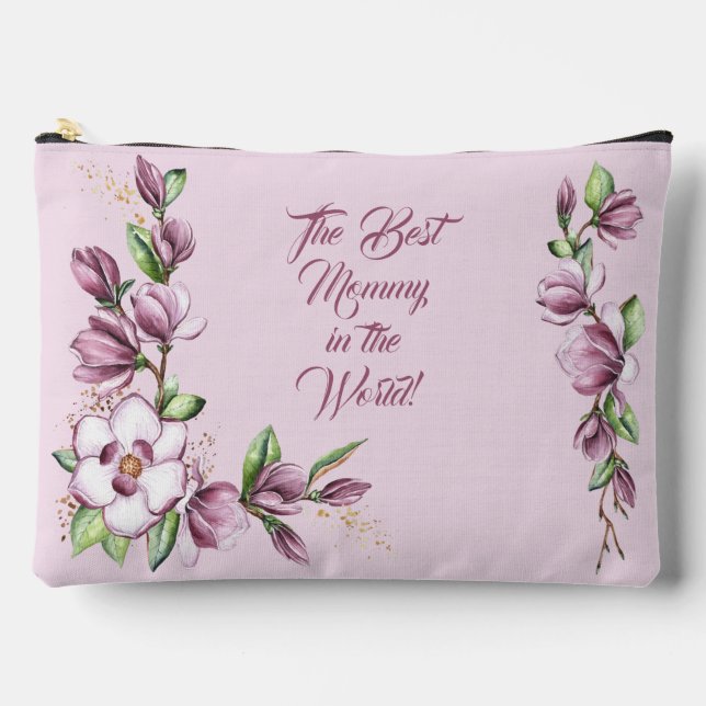 Mother's Day Magnolia Flowers Watercolor Accessory Pouch (Front)
