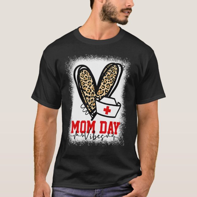 Mothers Day Mama  As Leopard Heart Nurse For Women T-Shirt (Front)