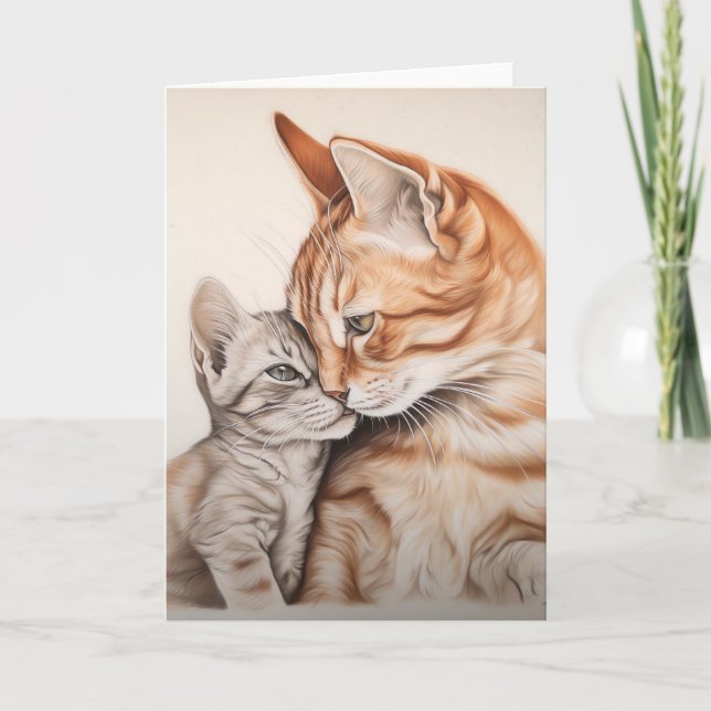Mother's Day Mama Cat and Kitten Card (Front)