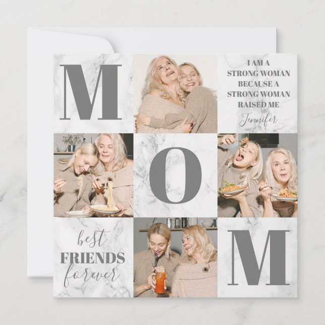 Mothers Day Marble Photo Collage Card (Front)