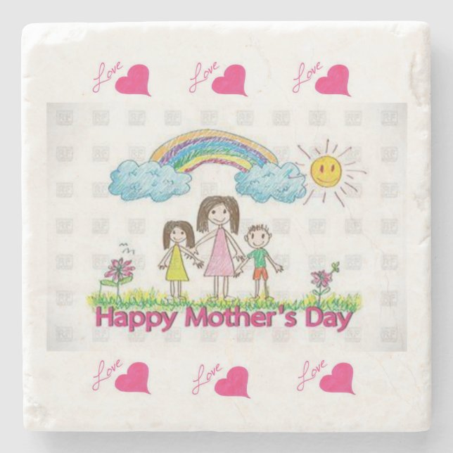 Mother's Day Marble Stone Coaster (Front)