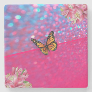 Mother's Day Marble Stone Coaster Butterfly