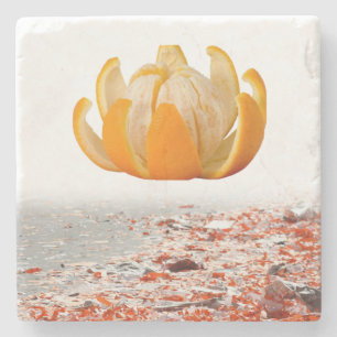 Mother's Day Marble Stone Coaster Orange