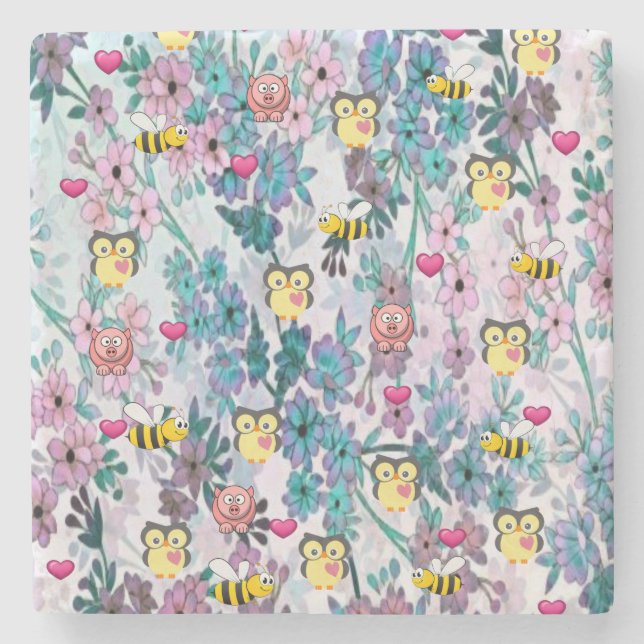 Mother's Day Marble Stone Coaster Owl (Front)