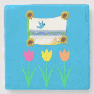 Mother's Day Marble Stone Coaster Spring
