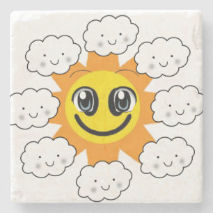 Mother's Day Marble Stone Coaster Sun Clouds