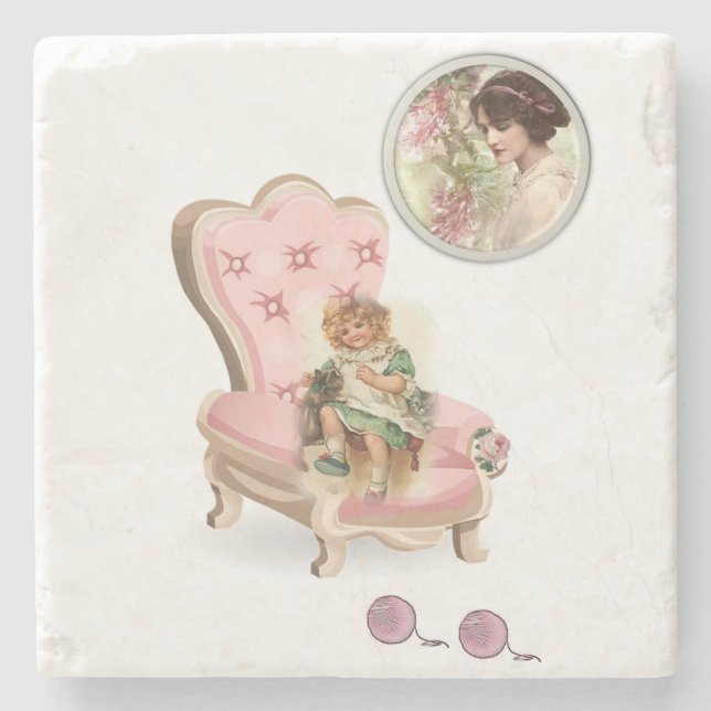 Mother's Day Marble Stone Coaster Victorian (Front)