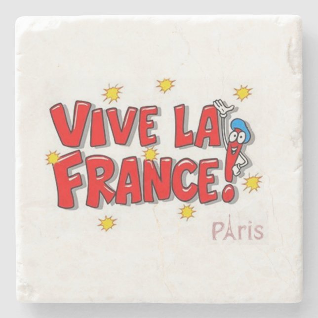 Mother's Day Marble Stone Coaster Viva la France (Front)