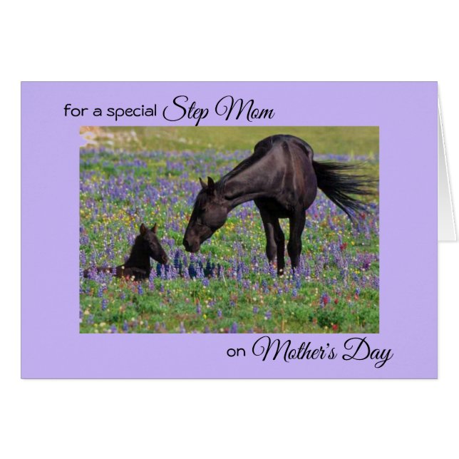 Mother's Day Mare & Foal Floral Pasture Photo Note (Front Horizontal)