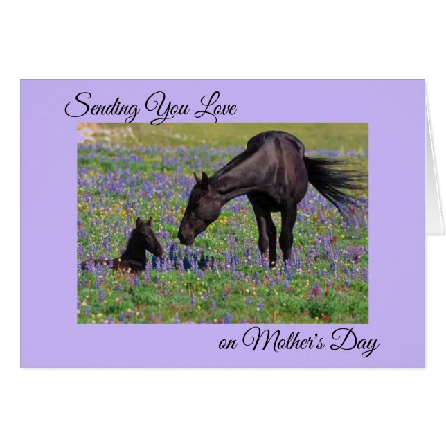 Mother's Day Mare & Foal Floral Pasture Photo Note (Front Horizontal)