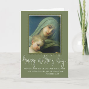 Mothers Day Mary Jesus White Script Overlay Card