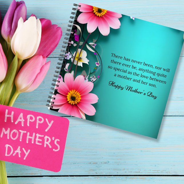 Mother's Day message in cyan customisable Notebook (Mother's Day message in cyan customizable Notebook)