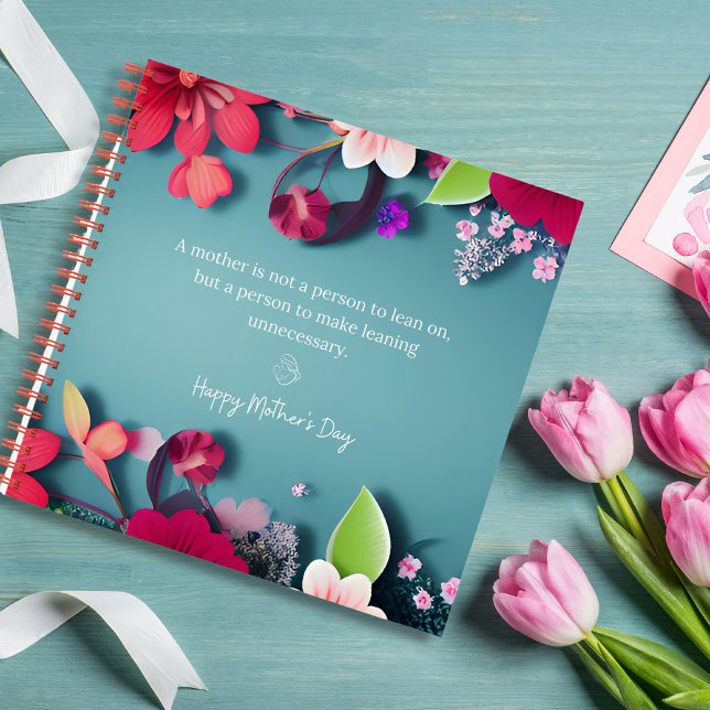 Mother's Day message in  grayish blue customisable Notebook (Mother's Day message in grayish blue customizable Notebook)