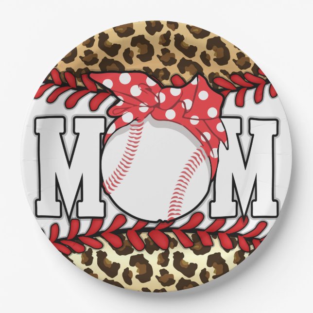 Mother's Day Messy Hair Baseball  Paper Plate (Front)