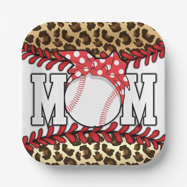 Mother's Day Messy Hair Baseball  Paper Plate (Front)
