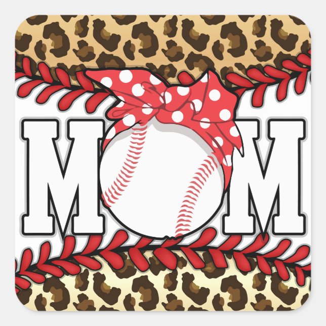 Mother's Day Messy Hair Baseball  Square Sticker (Front)