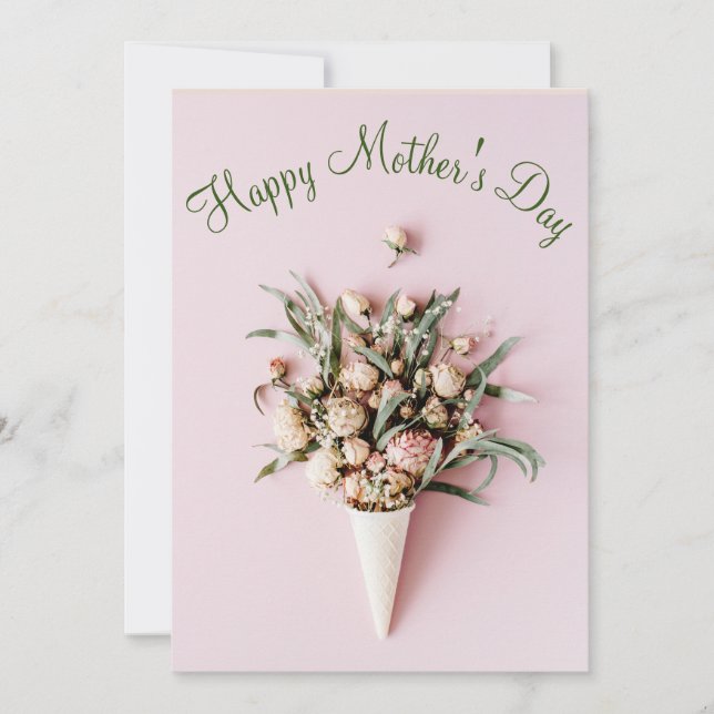 Mother's Day - Minimalist- Flowers - Cone Holiday Card (Front)