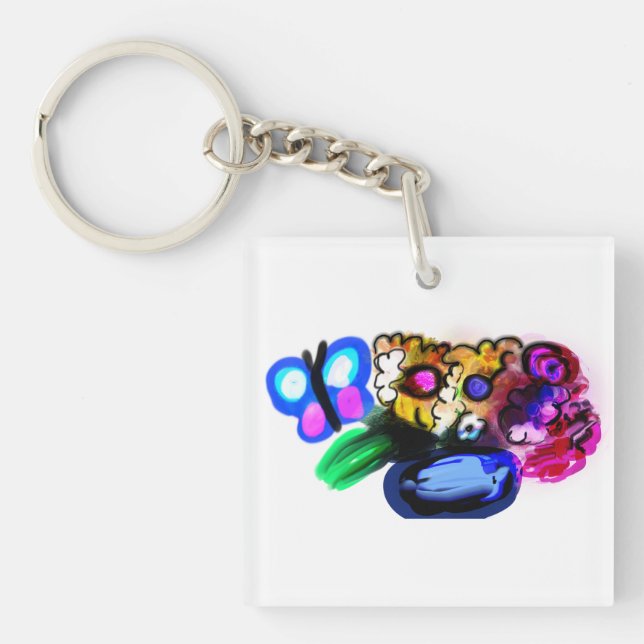 Mother's day  misty flower  key ring (Front)